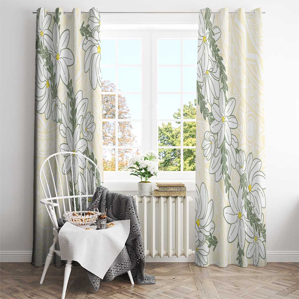 Ia Orana Tahiti Tiare Window Curtain Lemon Yellow Lei - Polynesian Pride