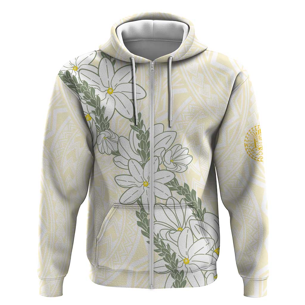 Ia Orana Tahiti Tiare Zip Hoodie Lemon Yellow Lei LT7 Zip Hoodie Lemon - Polynesian Pride