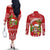Hawaii Tiki Christmas Couples Matching Off The Shoulder Long Sleeve Dress and Long Sleeve Button Shirt Mele Kalikimaka LT7 - Polynesian Pride