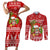 Hawaii Tiki Christmas Couples Matching Short Sleeve Bodycon Dress and Long Sleeve Button Shirt Mele Kalikimaka LT7 Red - Polynesian Pride