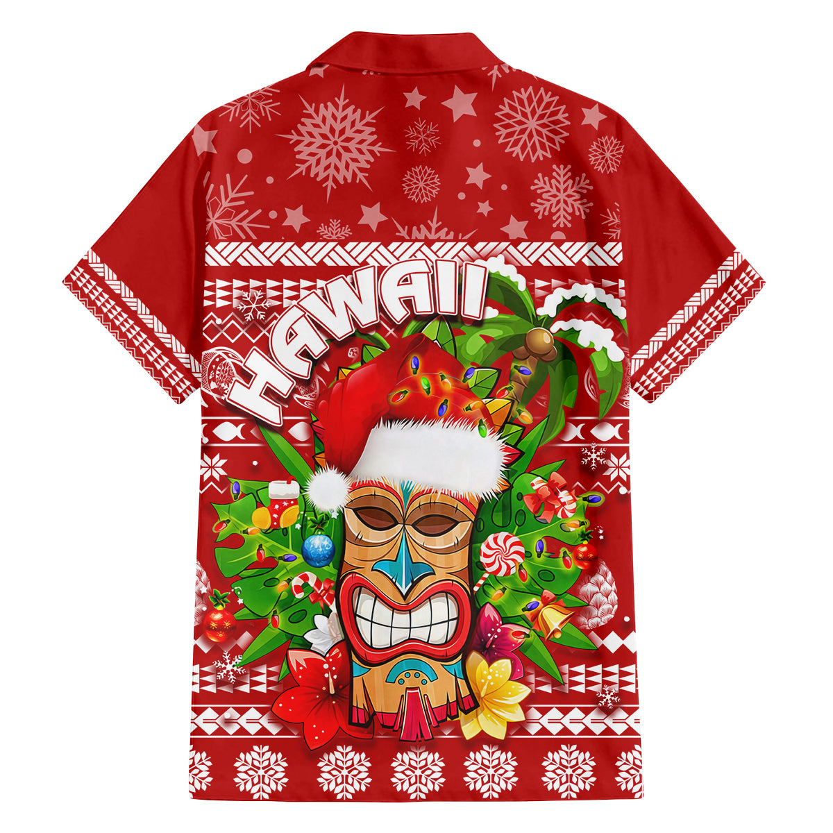 Hawaii Tiki Christmas Family Matching Long Sleeve Bodycon Dress and Hawaiian Shirt Mele Kalikimaka LT7 - Polynesian Pride
