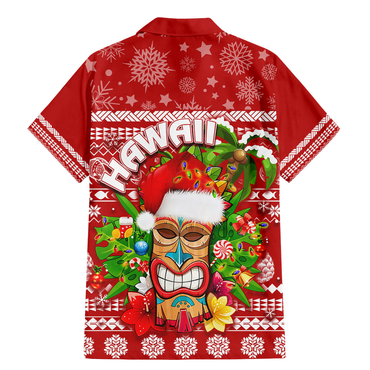 Hawaii Tiki Christmas Family Matching Mermaid Dress and Hawaiian Shirt Mele Kalikimaka LT7 - Polynesian Pride
