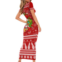 Hawaii Tiki Christmas Family Matching Short Sleeve Bodycon Dress and Hawaiian Shirt Mele Kalikimaka LT7 - Polynesian Pride