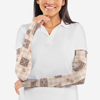 Hawaiian Quilt Tapa On Beige Palaka Motifs Arm Sleeves