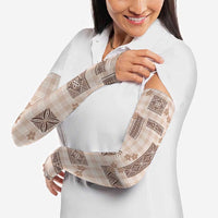 Hawaiian Quilt Tapa On Beige Palaka Motifs Arm Sleeves