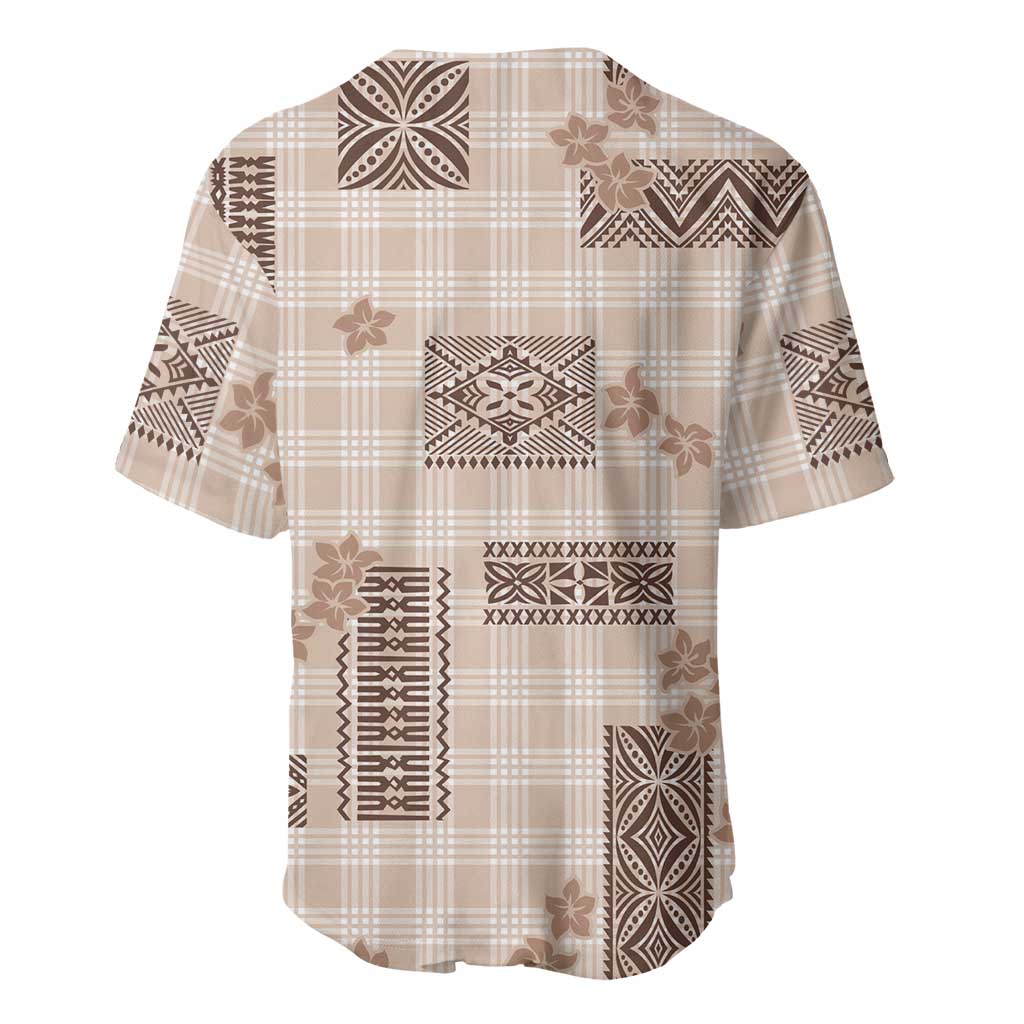 Hawaiian Quilt Tapa On Beige Palaka Motifs Baseball Jersey