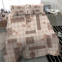 Hawaiian Quilt Tapa On Beige Palaka Motifs Bedding Set