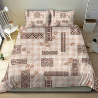 Hawaiian Quilt Tapa On Beige Palaka Motifs Bedding Set