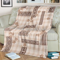 Hawaiian Quilt Tapa On Beige Palaka Motifs Blanket