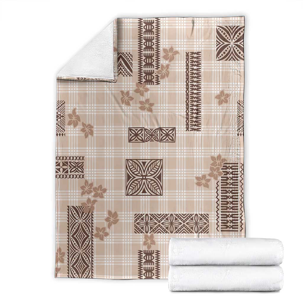 Hawaiian Quilt Tapa On Beige Palaka Motifs Blanket
