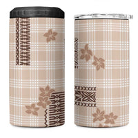 Hawaiian Quilt Tapa On Beige Palaka Motifs 4 in 1 Can Cooler Tumbler