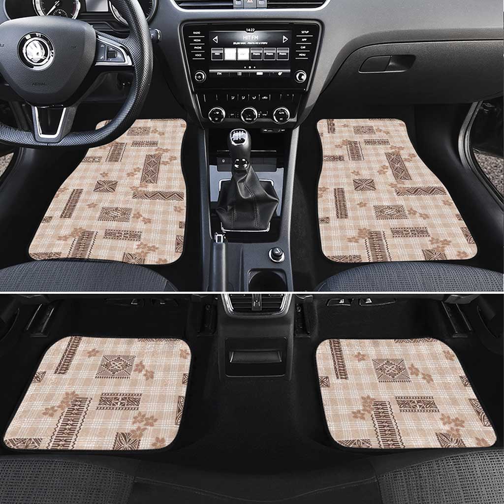 Hawaiian Quilt Tapa On Beige Palaka Motifs Car Mats