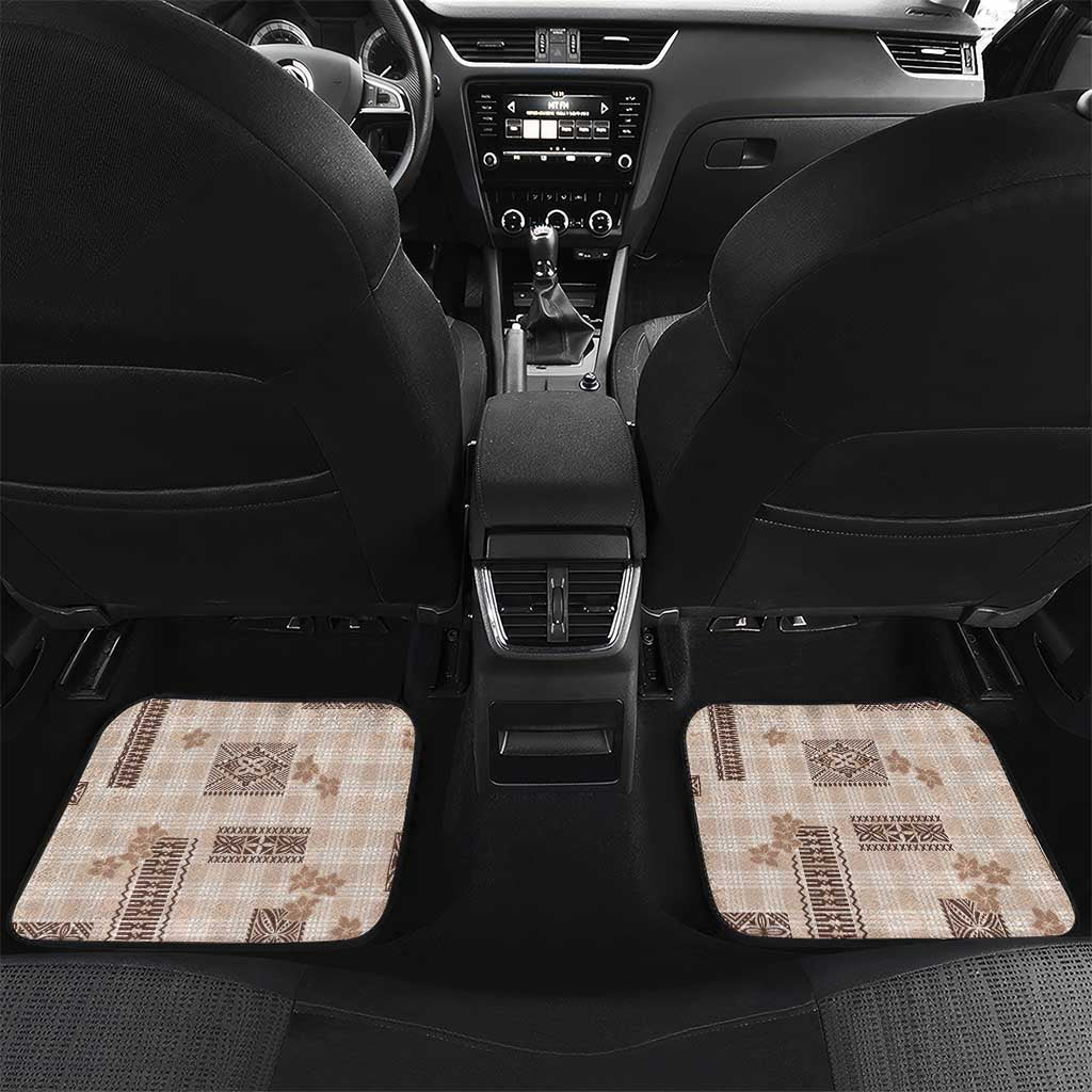 Hawaiian Quilt Tapa On Beige Palaka Motifs Car Mats