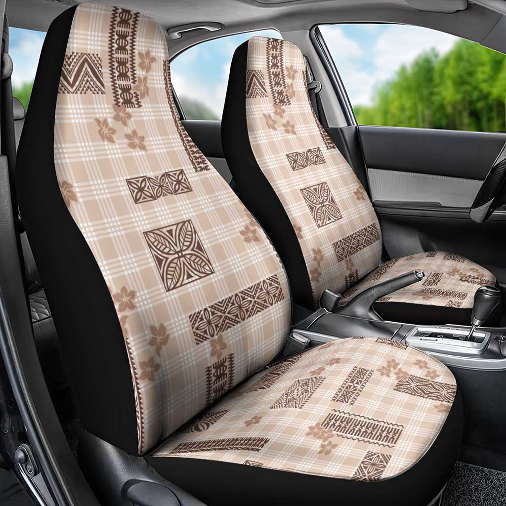 Hawaiian Quilt Tapa On Beige Palaka Motifs Car Seat Cover