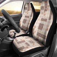Hawaiian Quilt Tapa On Beige Palaka Motifs Car Seat Cover