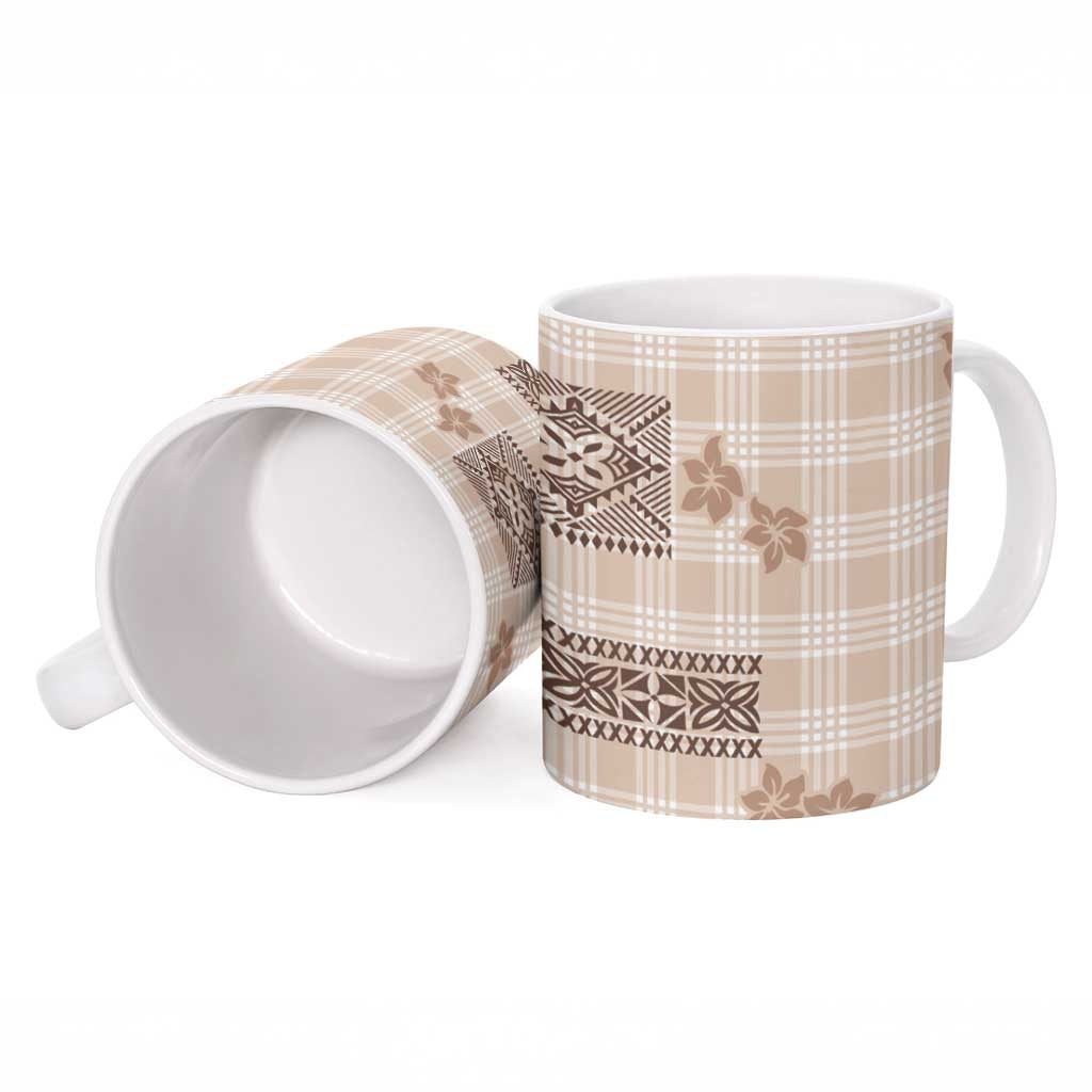 Hawaiian Quilt Tapa On Beige Palaka Motifs Ceramic Mug