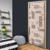 Hawaiian Quilt Tapa On Beige Palaka Motifs Door Cover