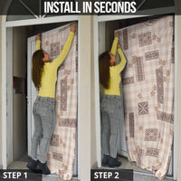 Hawaiian Quilt Tapa On Beige Palaka Motifs Door Cover