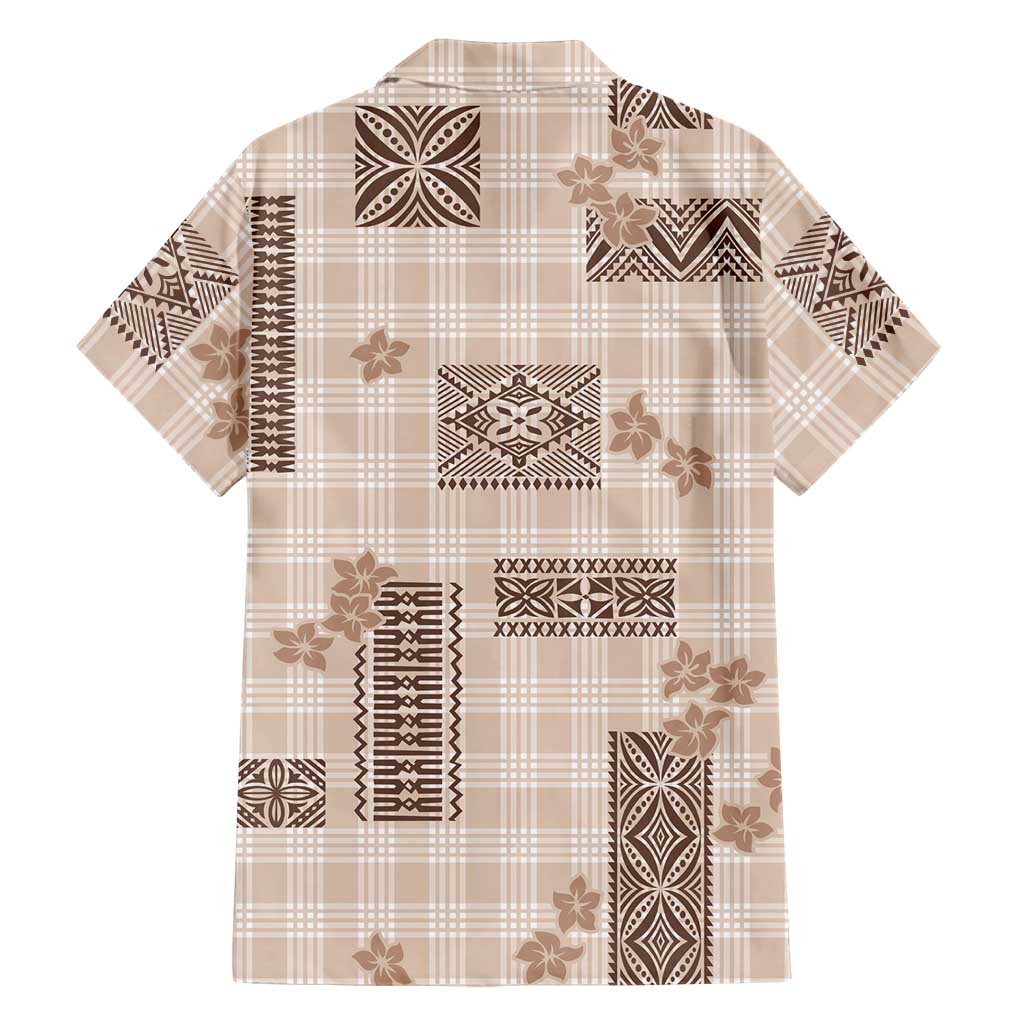 Hawaiian Quilt Tapa On Beige Palaka Motifs Family Matching Long Sleeve Bodycon Dress and Hawaiian Shirt