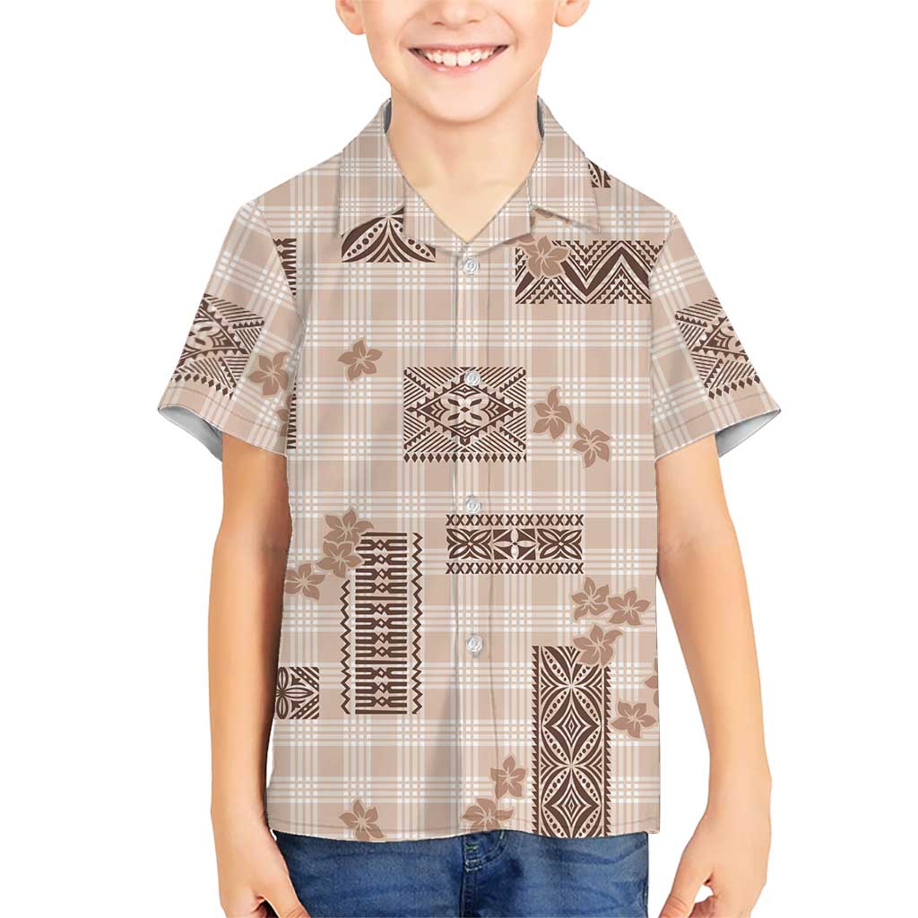Hawaiian Quilt Tapa On Beige Palaka Motifs Family Matching Tank Maxi Dress and Hawaiian Shirt