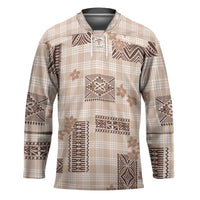 Hawaiian Quilt Tapa On Beige Palaka Motifs Hockey Jersey