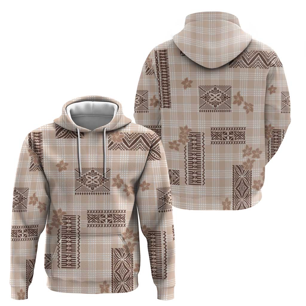 Hawaiian Quilt Tapa On Beige Palaka Motifs Hoodie
