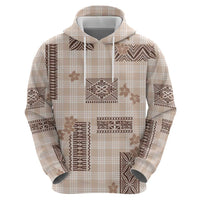 Hawaiian Quilt Tapa On Beige Palaka Motifs Hoodie