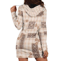 Hawaiian Quilt Tapa On Beige Palaka Motifs Hoodie Dress