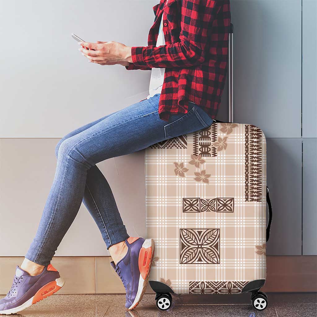 Hawaiian Quilt Tapa On Beige Palaka Motifs Luggage Cover