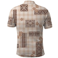 Hawaiian Quilt Tapa On Beige Palaka Motifs Polo Shirt