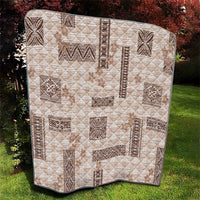 Hawaiian Quilt Tapa On Beige Palaka Motifs Quilt