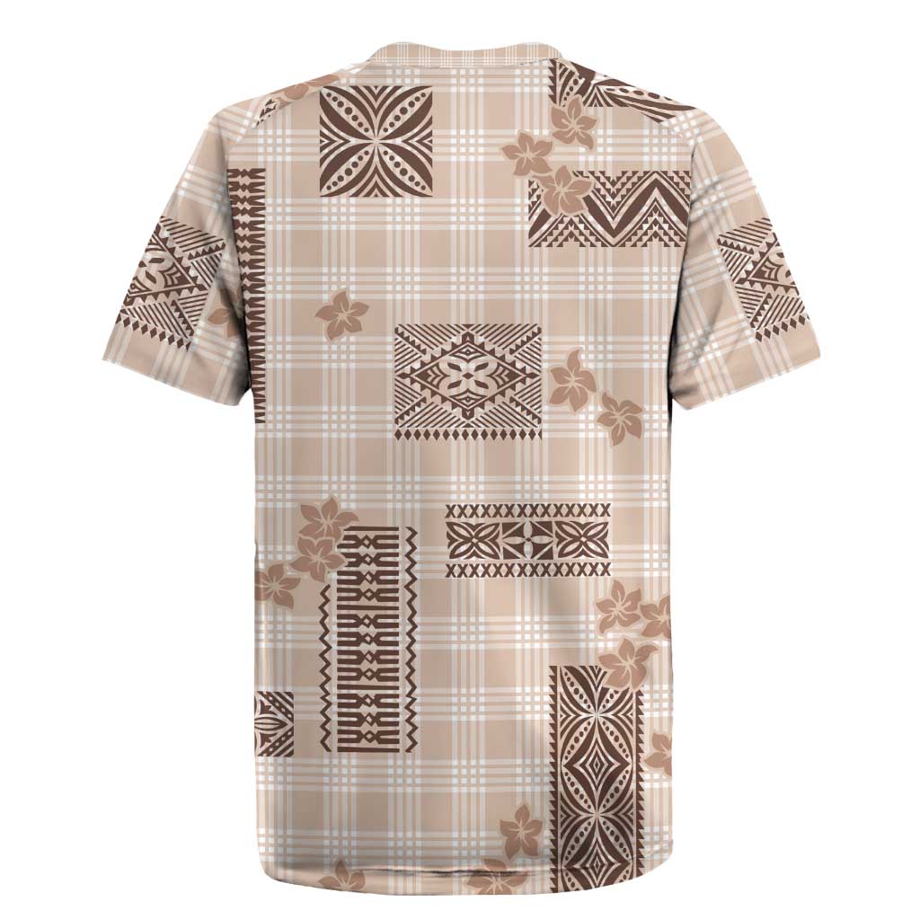 Hawaiian Quilt Tapa On Beige Palaka Motifs Rugby Jersey