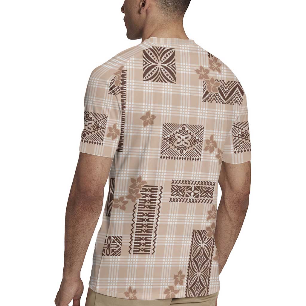 Hawaiian Quilt Tapa On Beige Palaka Motifs Rugby Jersey
