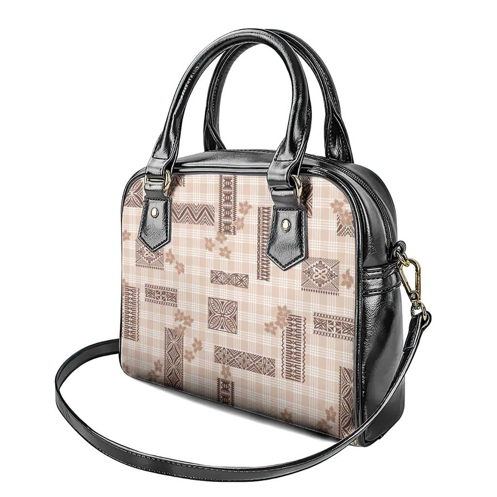 Hawaiian Quilt Tapa On Beige Palaka Motifs Shoulder Handbag LT7 - Polynesian Pride