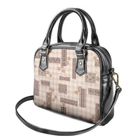 Hawaiian Quilt Tapa On Beige Palaka Motifs Shoulder Handbag LT7 - Polynesian Pride