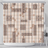 Hawaiian Quilt Tapa On Beige Palaka Motifs Shower Curtain LT7 - Polynesian Pride