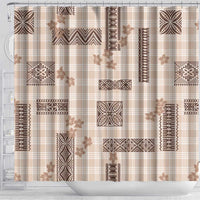 Hawaiian Quilt Tapa On Beige Palaka Motifs Shower Curtain LT7 - Polynesian Pride