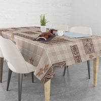 Hawaiian Quilt Tapa On Beige Palaka Motifs Tablecloth