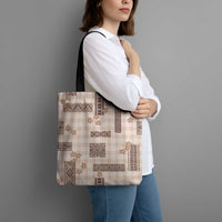 Hawaiian Quilt Tapa On Beige Palaka Motifs Tote Bag
