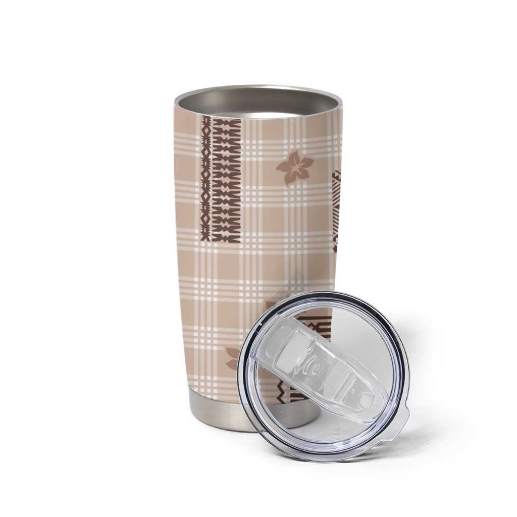 Hawaiian Quilt Tapa On Beige Palaka Motifs Tumbler Cup