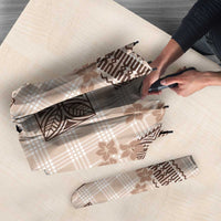 Hawaiian Quilt Tapa On Beige Palaka Motifs Umbrella