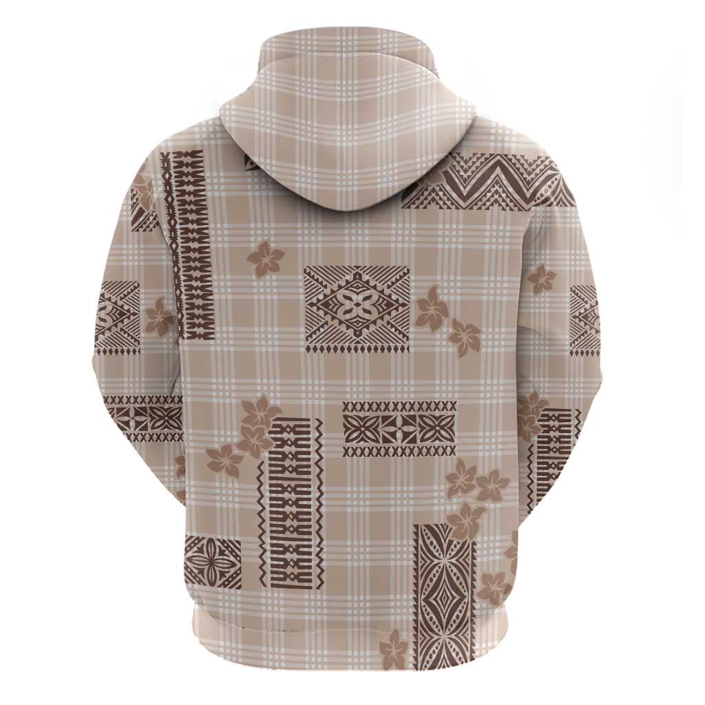 Hawaiian Quilt Tapa On Beige Palaka Motifs Zip Hoodie
