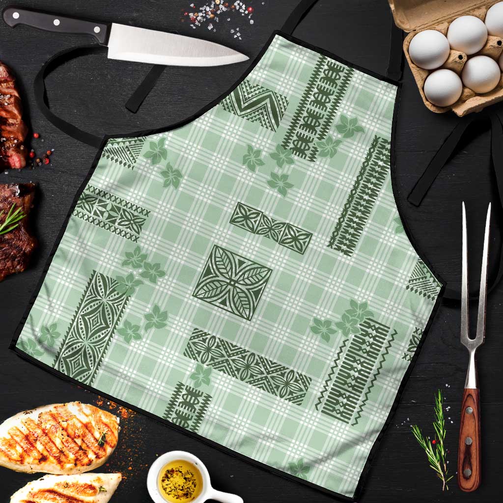 Hawaiian Quilt Tapa On Pastel Mint Palaka Motifs Apron