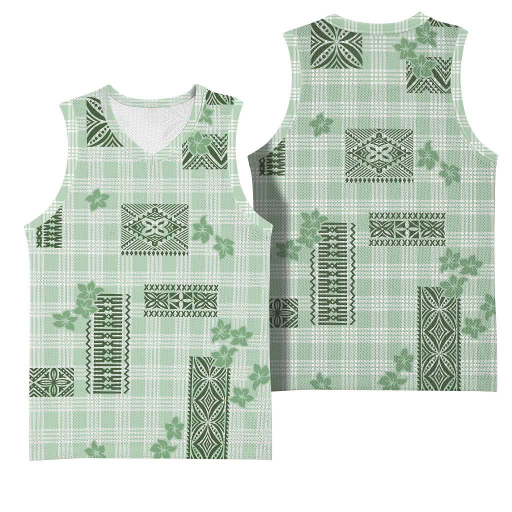Hawaiian Quilt Tapa On Pastel Mint Palaka Motifs Basketball Jersey