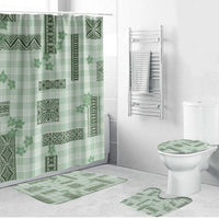 Hawaiian Quilt Tapa On Pastel Mint Palaka Motifs Bathroom Set