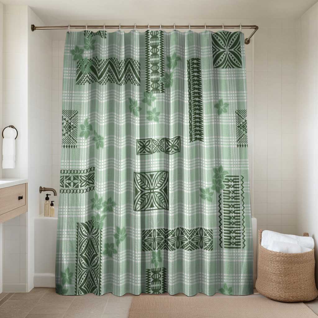 Hawaiian Quilt Tapa On Pastel Mint Palaka Motifs Bathroom Set
