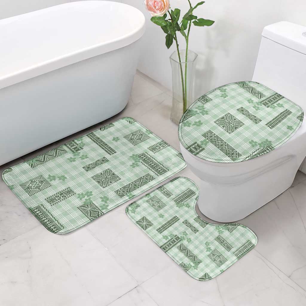 Hawaiian Quilt Tapa On Pastel Mint Palaka Motifs Bathroom Set
