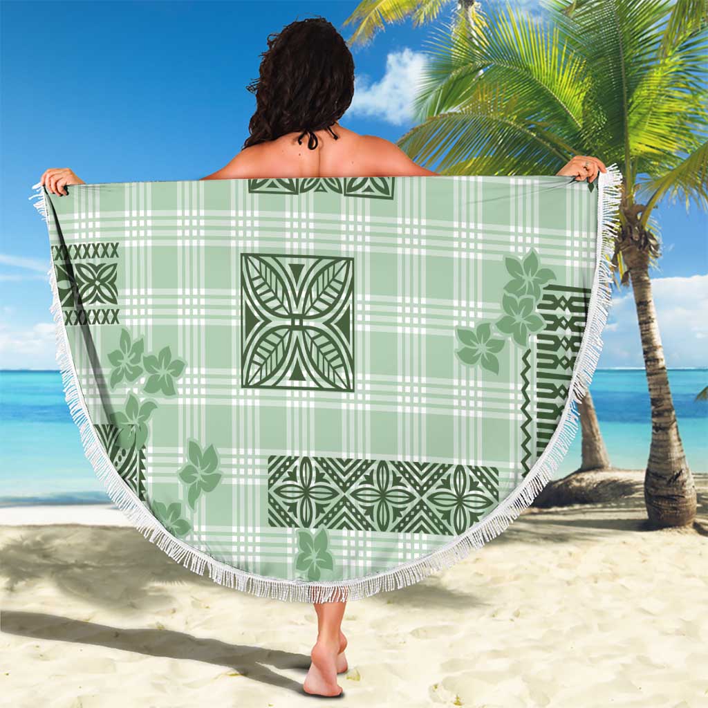 Hawaiian Quilt Tapa On Pastel Mint Palaka Motifs Beach Blanket