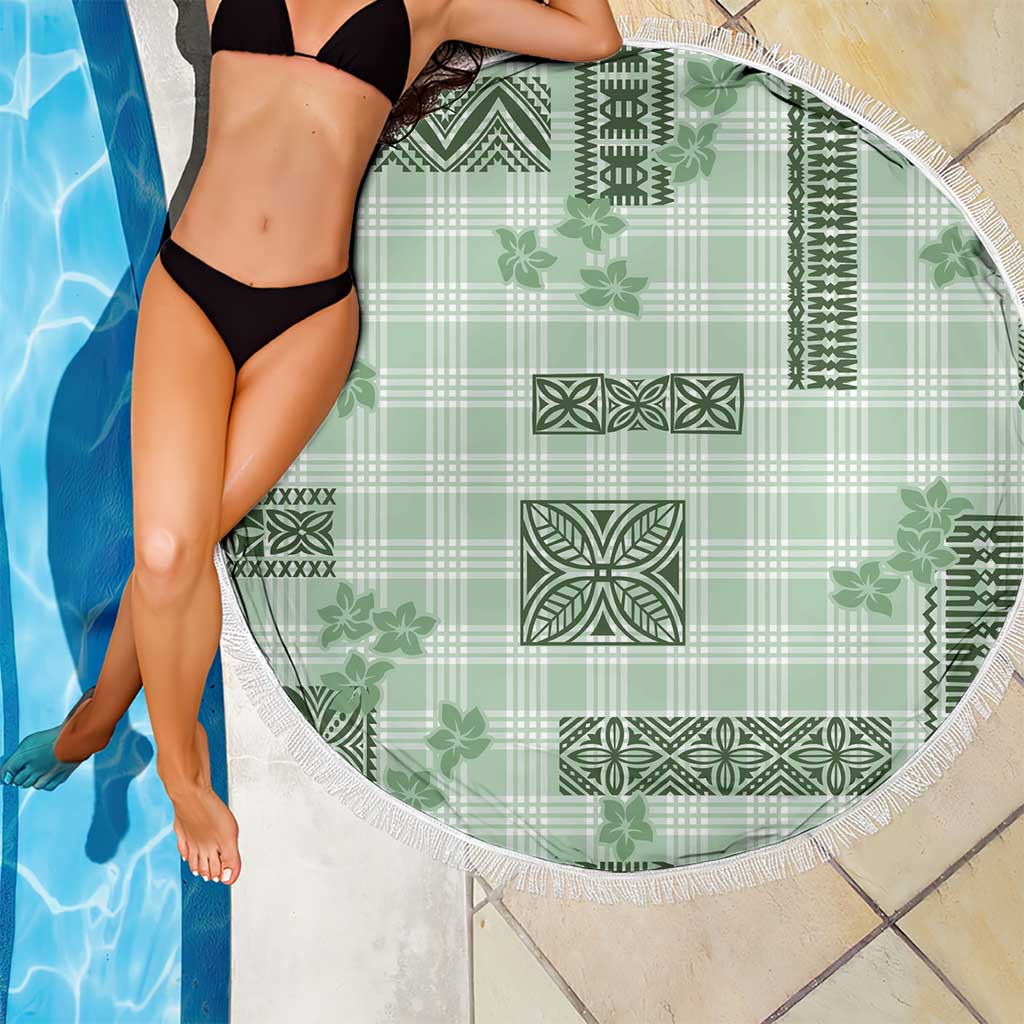 Hawaiian Quilt Tapa On Pastel Mint Palaka Motifs Beach Blanket