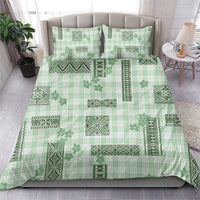 Hawaiian Quilt Tapa On Pastel Mint Palaka Motifs Bedding Set